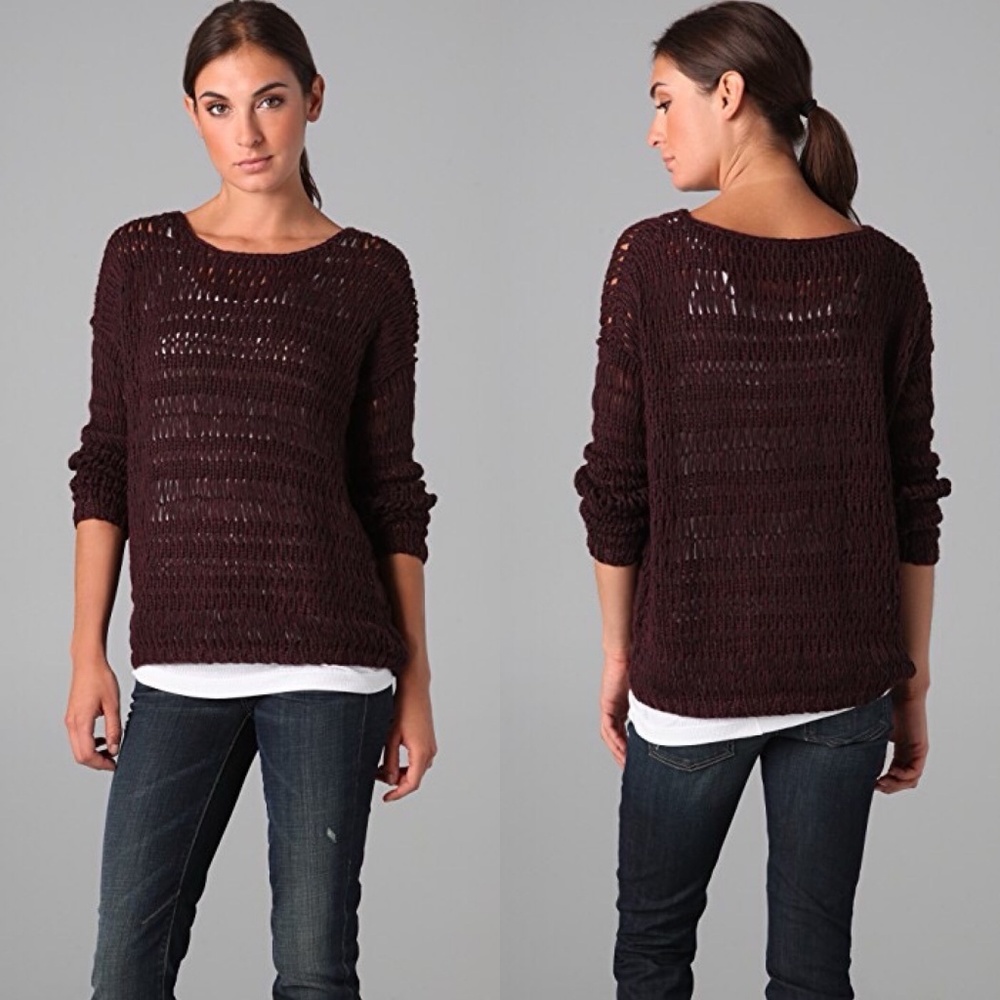 Vince Loose Knit Sweater Open Weave Marled Space D - Picture 5 of 9